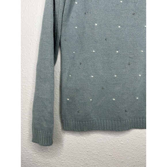 Benedetta B Merino Wool Cashmere Blend Blue Sweater Polkadot Size Medium $148 - Picture 4 of 16
